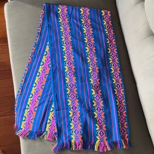Blue Woven Mexican Rebozo Shawl Wrap or Runner 48”